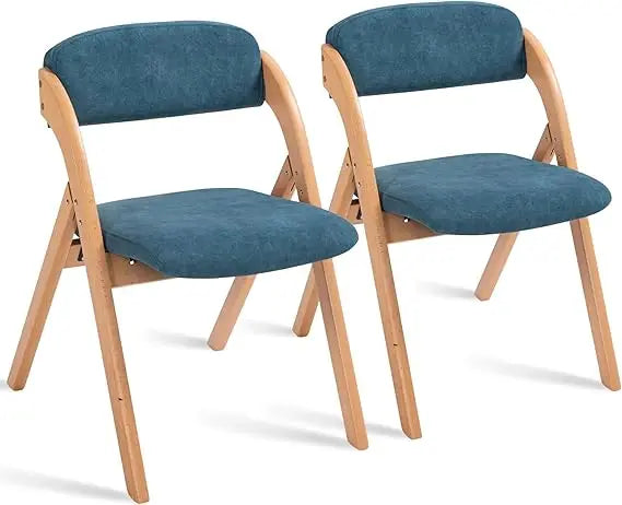 Folding Padded Chair, Set of Two Wooden Stackable Chairs