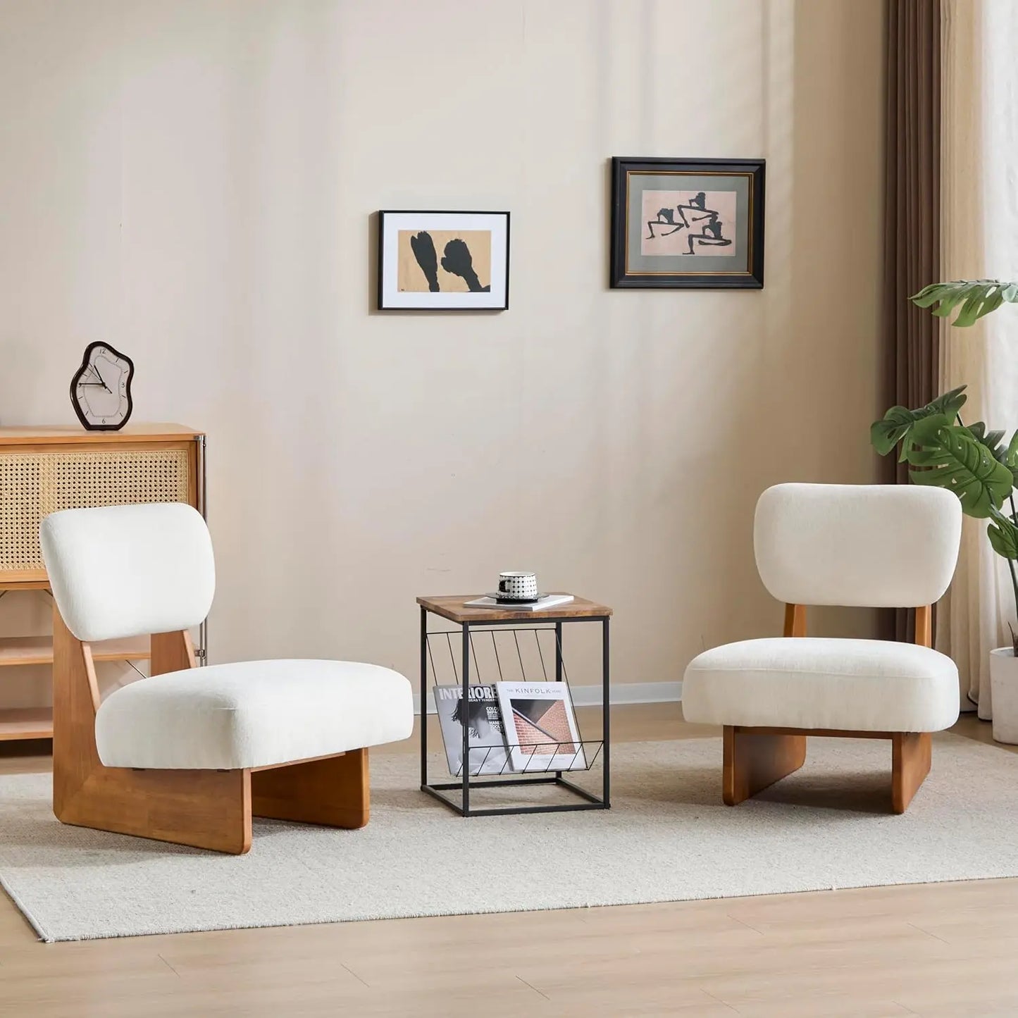 Mores Low Profile Accent Chair Set Of 2 Armless Lounge