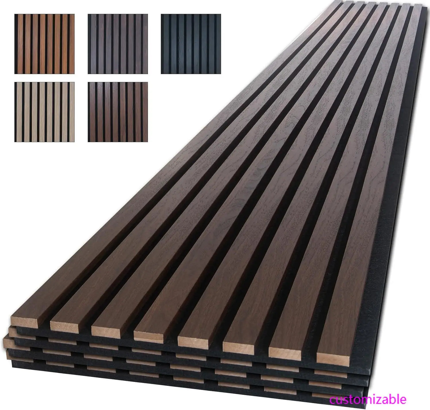 Dark Walnut Wood Slat Wall Panels Acoustic Noise Cancelling
