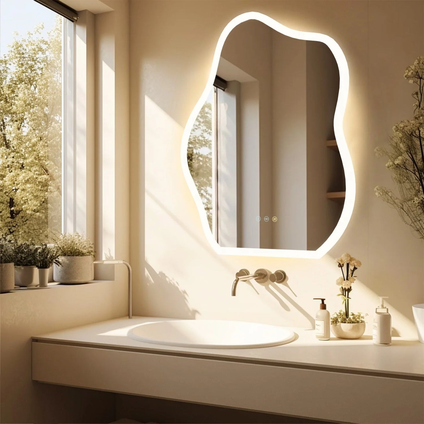 Irregular LED Backlit Vanity Mirror For Bathroom - 23.62" x 31.49" (600x800mm)