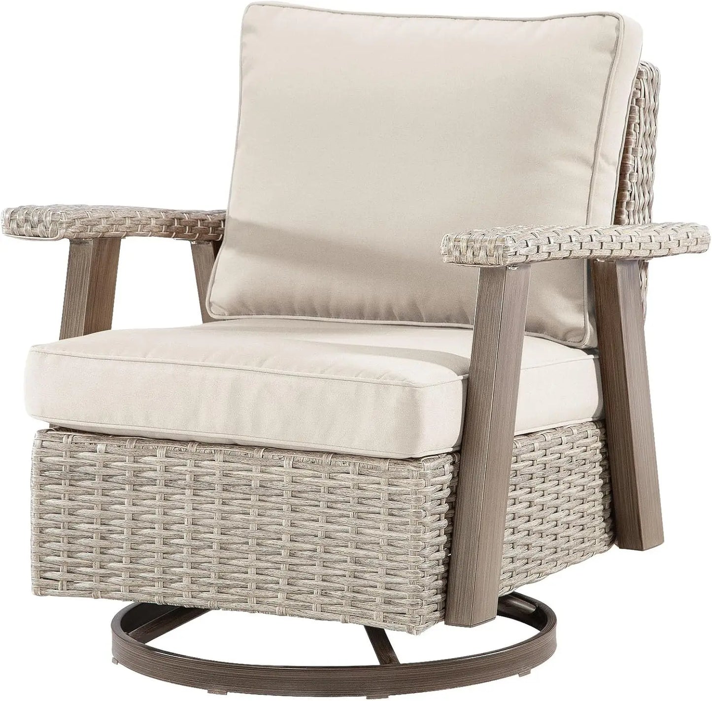 3 Piece Patio Set With High Back Rattan Glider Chairs