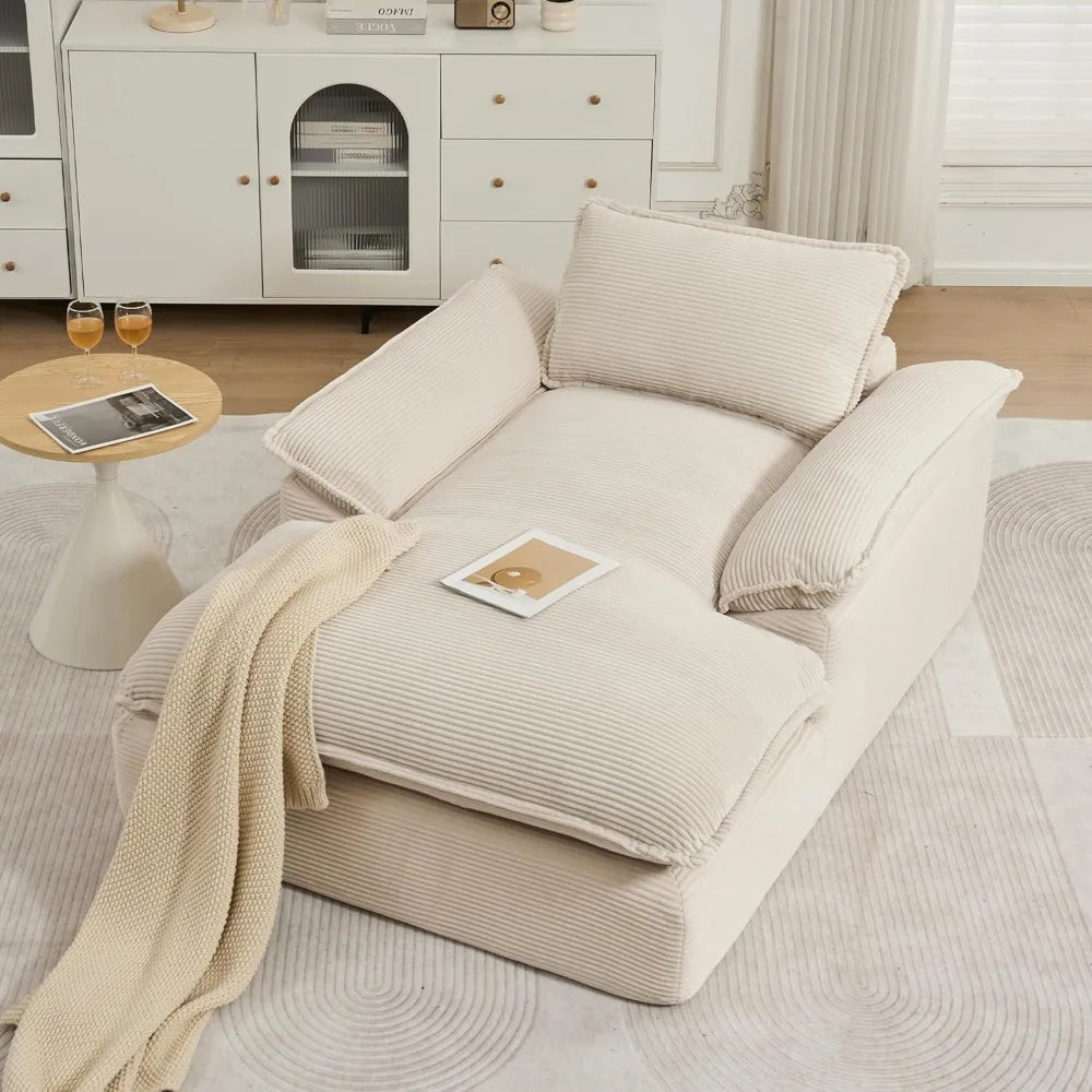Oversized Corduroy Chaise Lounge Chair SleeperSofa Luxurious For Ultimate Comfort