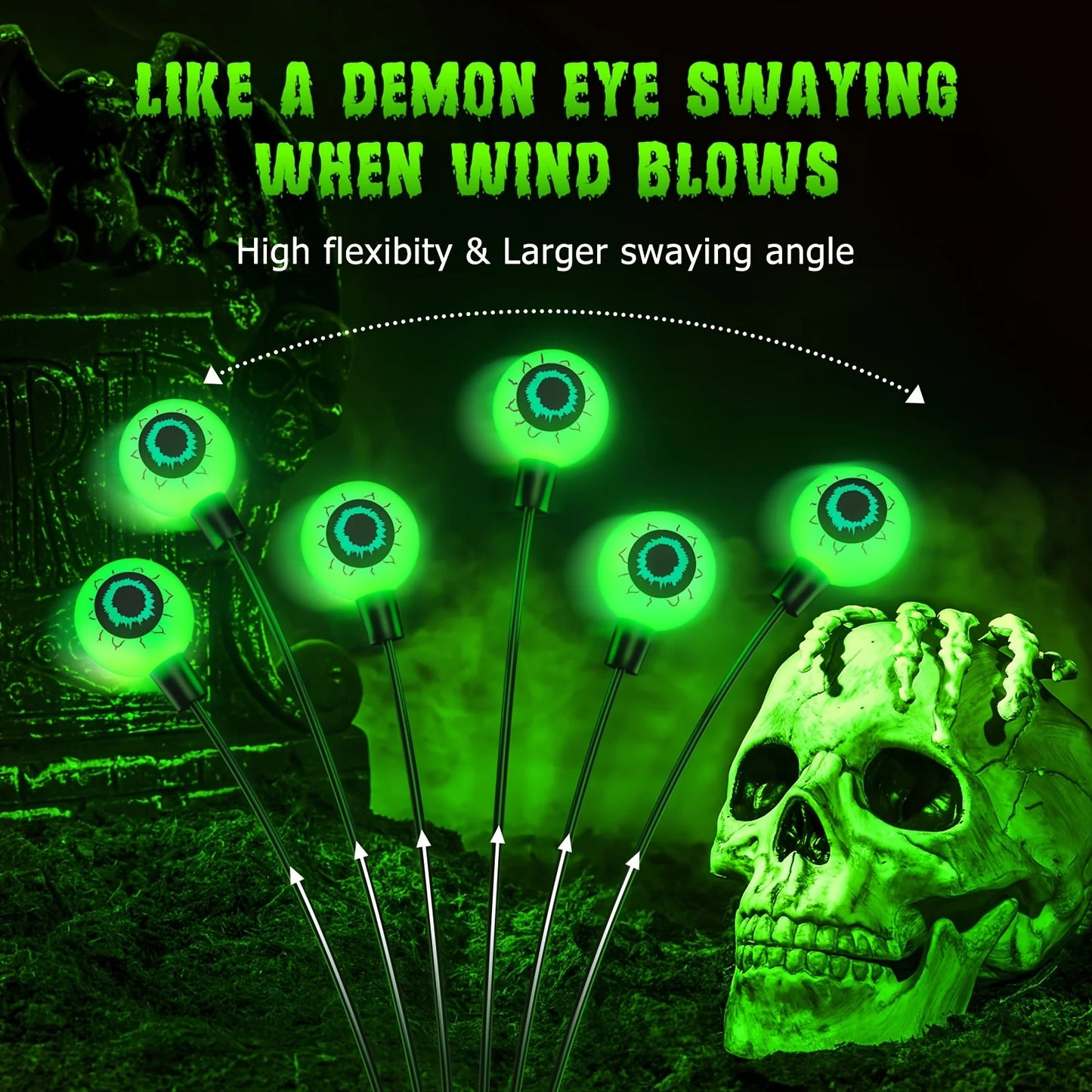 Solar Eyeball Lights Halloween Outdoor YardPack Purple Green