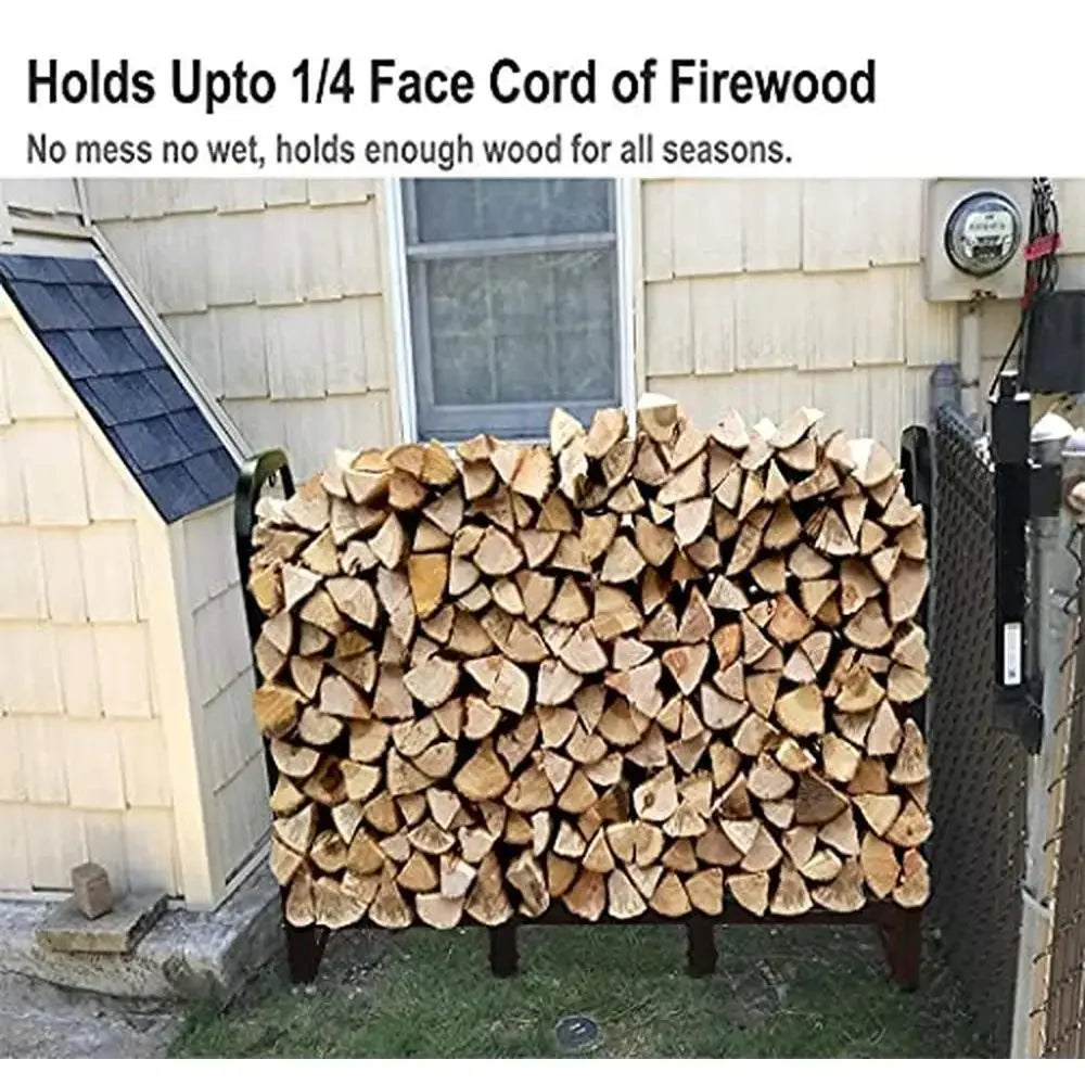Outdoor Firewood Rack 4ft Heavy Duty Metal Log Holder
