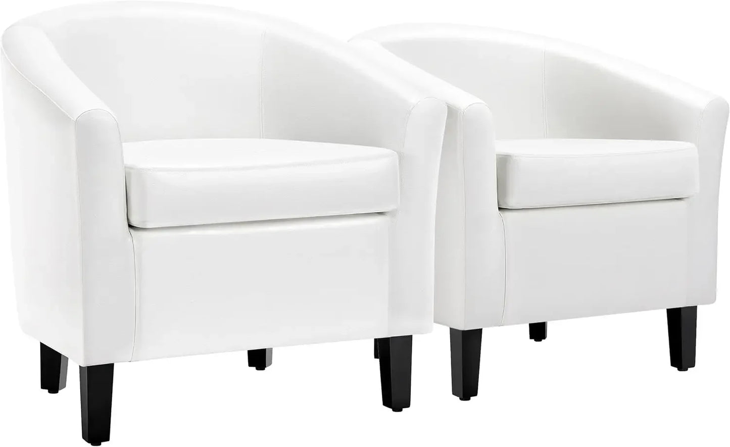 Barrel Chairs, Set Of 2 Faux Leather Chairs, White or Brown