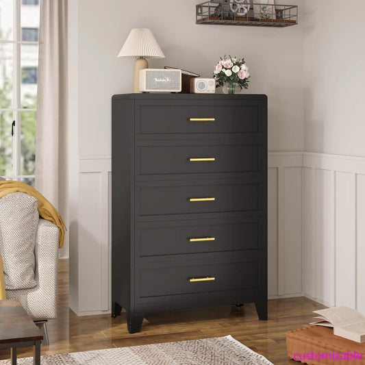 Metal 5 Drawer Dresser Chest Of Drawers For Bedroom Office