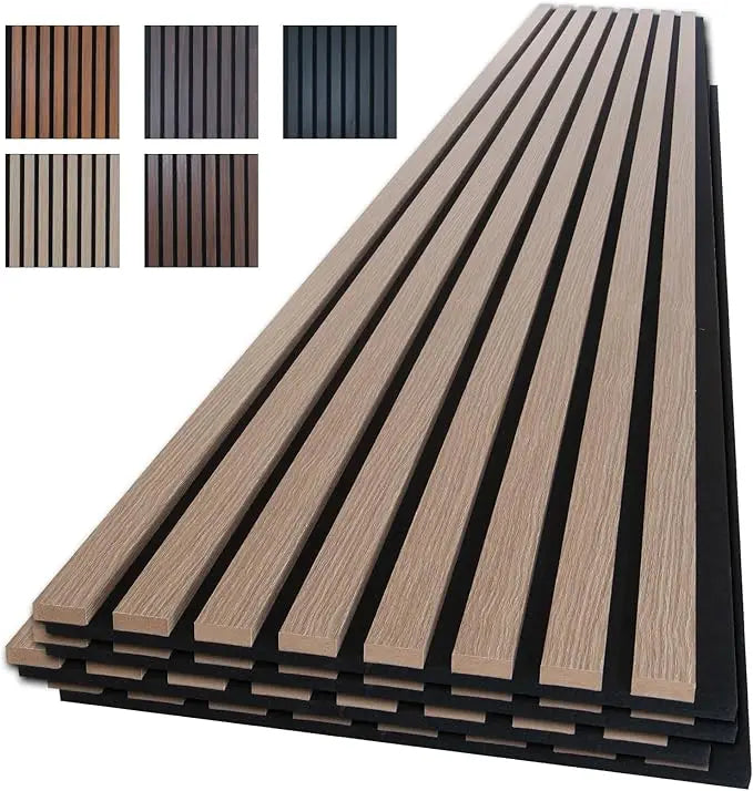 Dark Walnut Wood Slat Wall Panels Acoustic Noise Cancelling