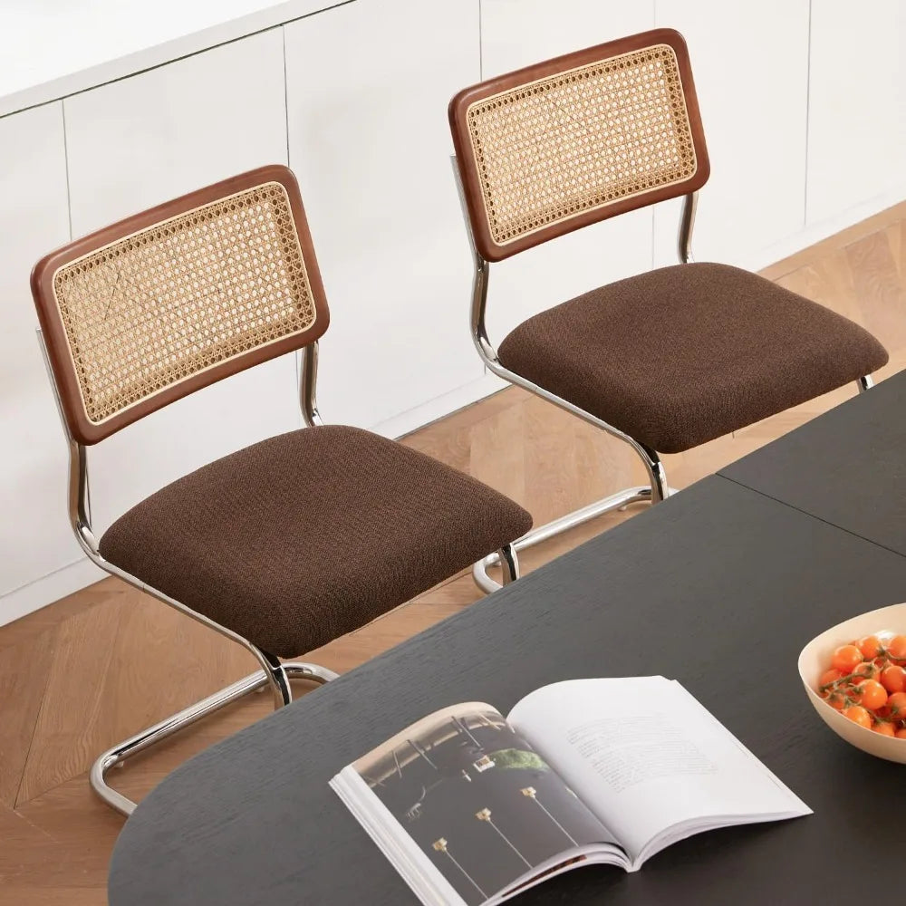 Brown Rattan Dining Chairs Set Of Four With Mesh Back