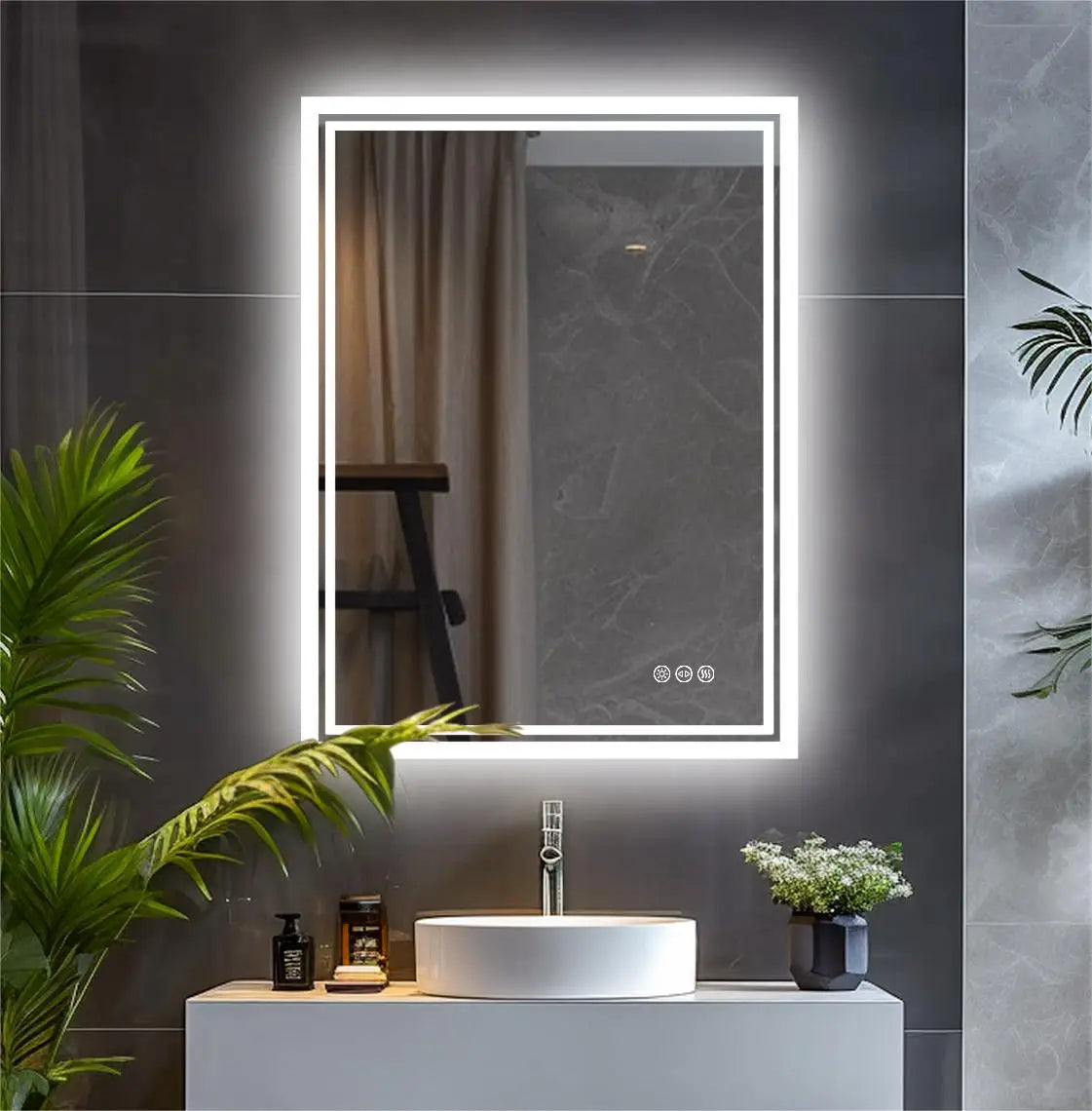 Rectangular LED Wall Mounted Vanity Mirror With Anti Fog