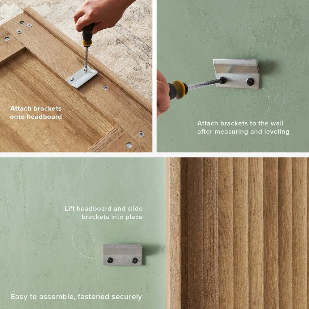 Brooklyn 80.8 Inch Wingback Wood Headboard Only Golden Oak