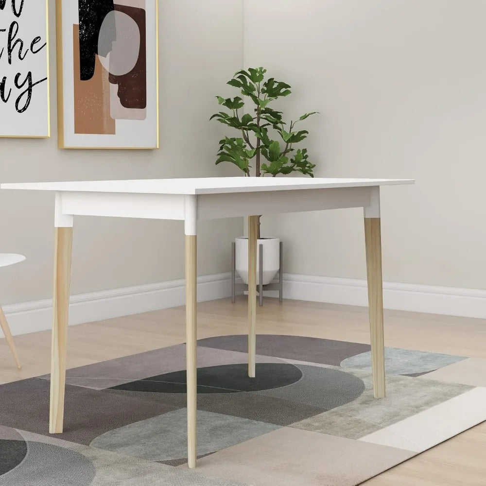 White Wood Dining Table Modern Rectangular Kitchen Table
